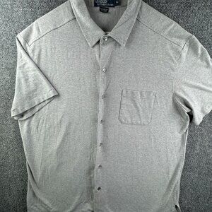 Polo Ralph Lauren RAYON COTTON STRETCH Short Sleeve Button Up Shirt Gray XL